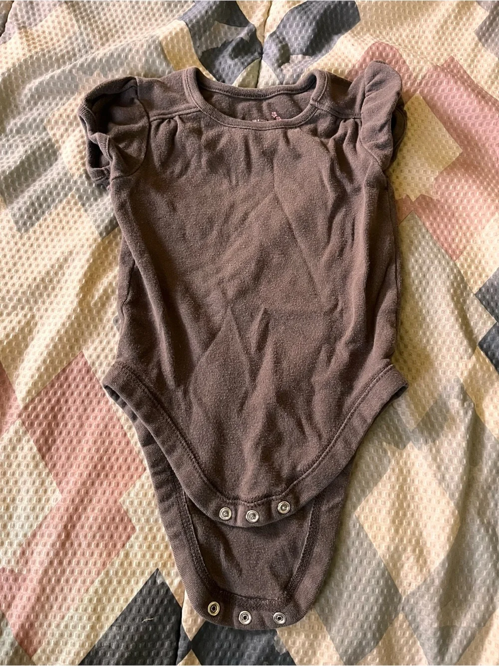 Old Navy Brown Baby Bodysuit with Ruffled Sleeves